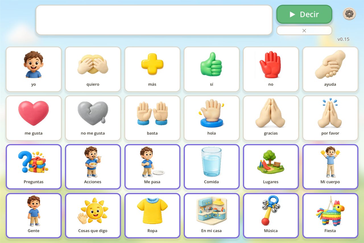 Chip Comunica — tablero de pictogramas real de la app